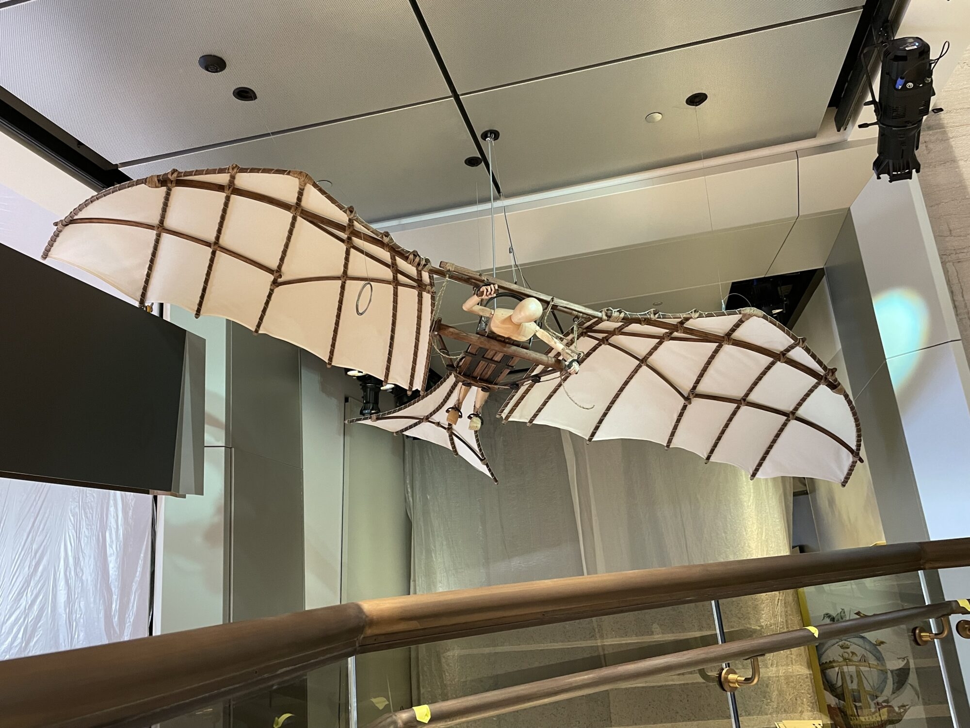 A photo of anornithopter hanging in the Smithsonian.